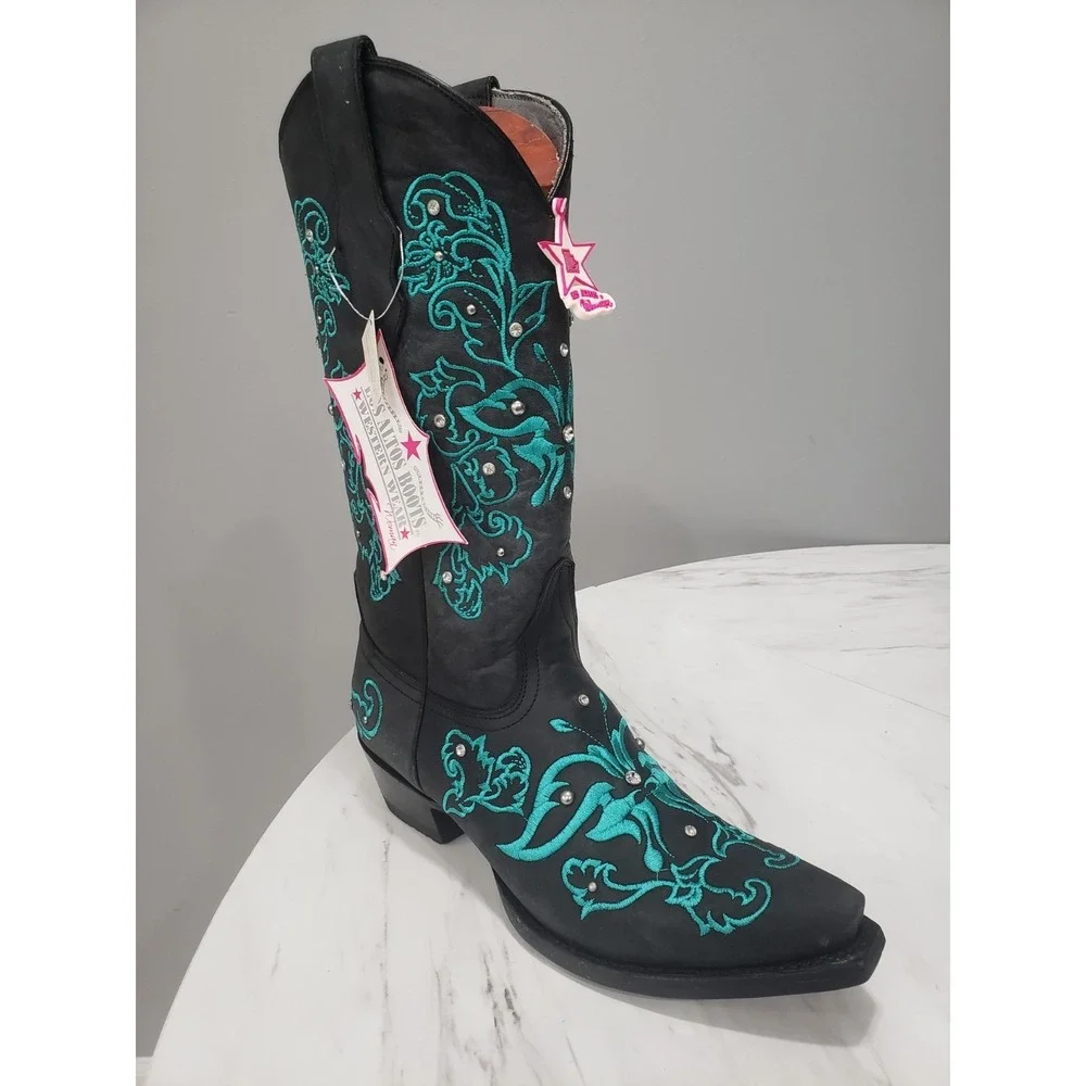 10.5 LOS ALTOS SWAROVSKI CRYSTAL BUTTERFLY BOOTS Western Cowboy Festival Rave